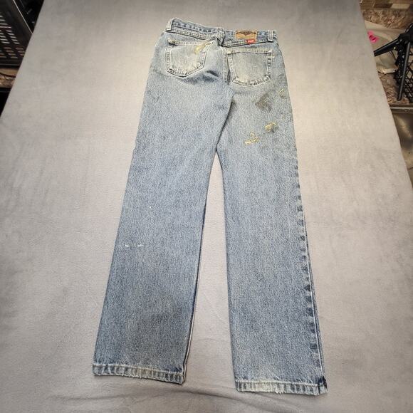 Wrangler Jeans Mens 30x31 Blue Straight Leg Distressed Denim Thrashed - Picture 11 of 12